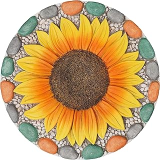 Decorative Sunflower Garden Stepping Stone - Colorful Pebble Border, Gar...