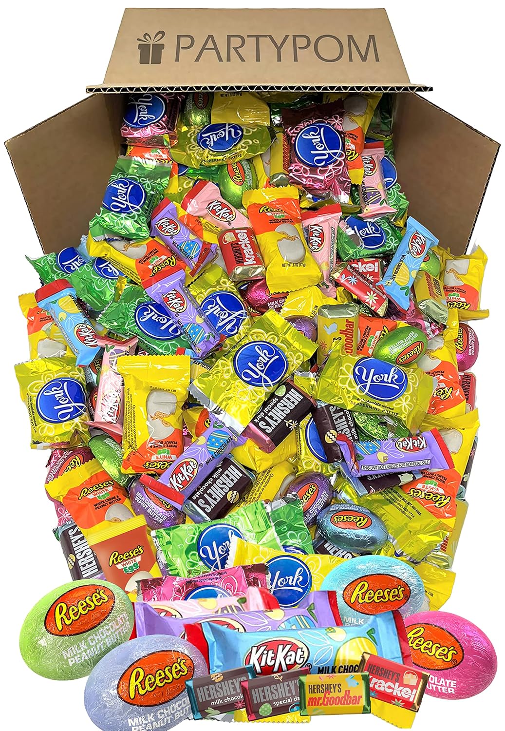 Easter Chocolate Candy Mix, Bulk 5 Lbs Assortment of Individually Wrapped Pastel Colored Candy for Egg Hunts, Basket Fillers, Hershey's Miniatures, Peanut Butter Eggs, Assorted Wafers and York Eggs