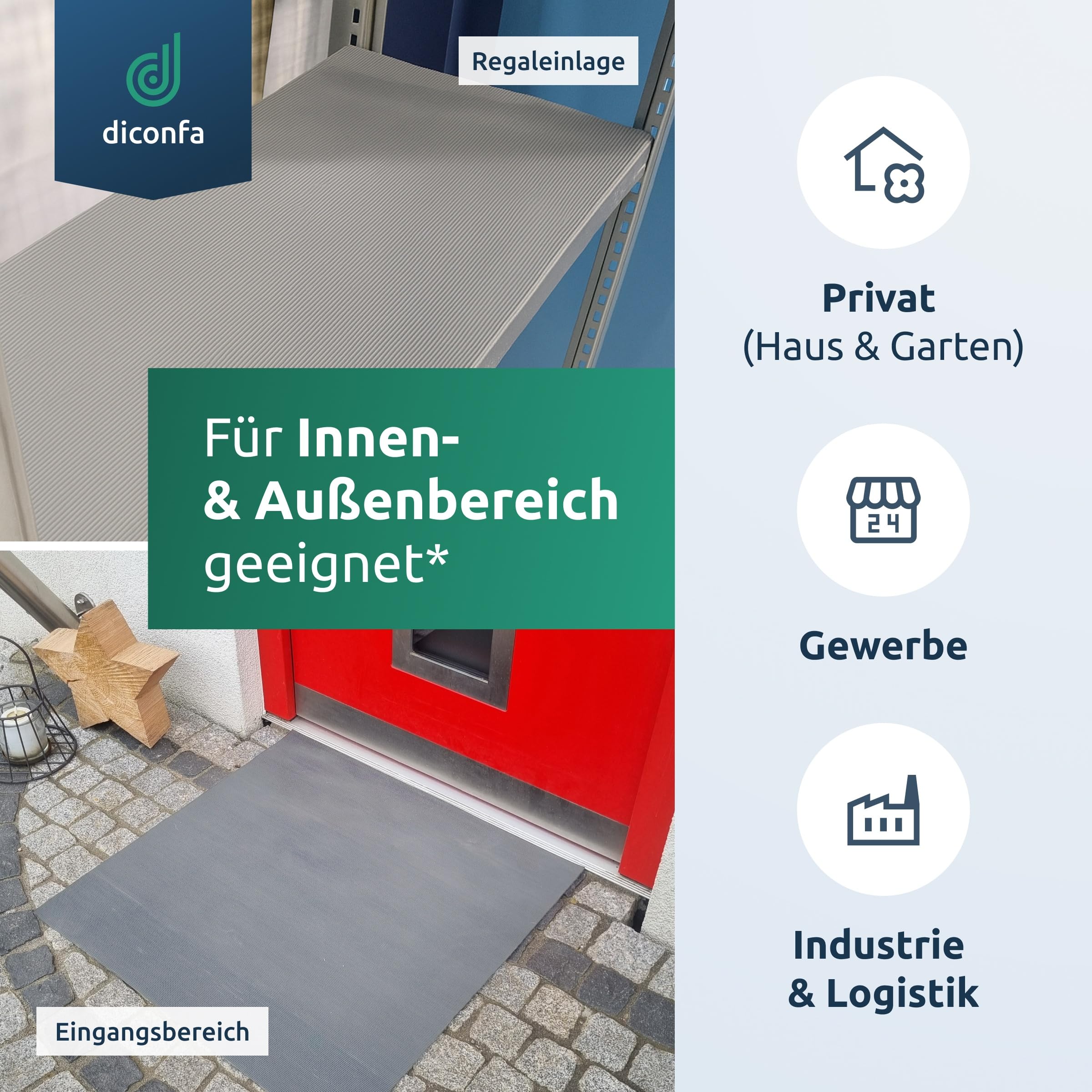 diconfa Gummimatte GRAU Feinriefenmatte GERUCHSARM 3mm stark - BREITE 0,1m bis 1,4m - LÄNGE 0,05m bis 10m - Auswahl 140cm x 200cm (1,4m x 2m) - Rillenmatte Antirutsch Meterware rutschfest