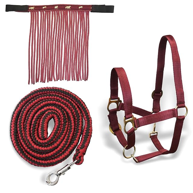 Cabestro para caballos con cuerda y flecos de mosca, Protectores, Cabestro con punto