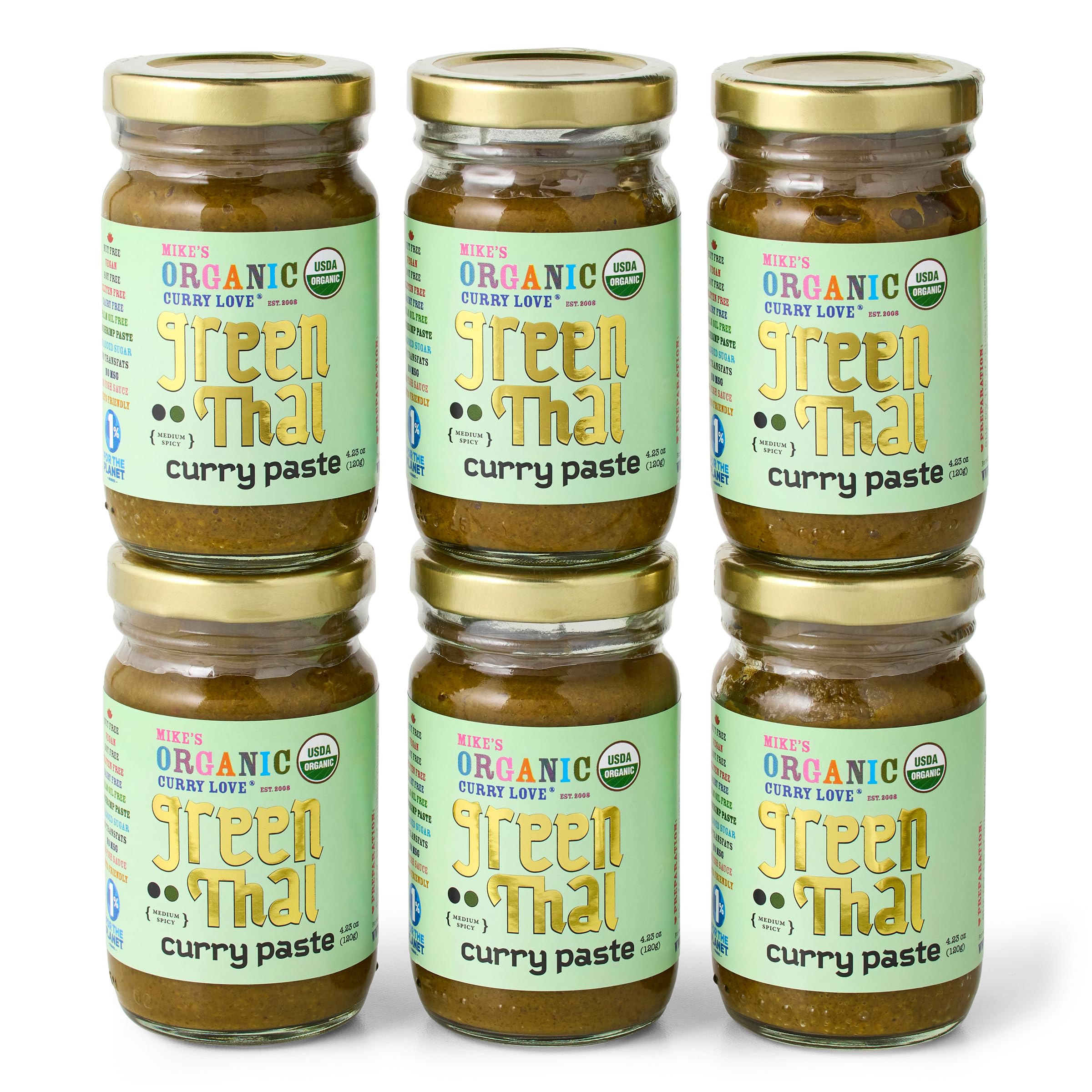 Green Thai Paste VEGAN. DAIRY FREE. SUGAR FREE. KETO FRIENDLY. MADE IN THAILAND. Case of 6 x 4.23 oz Glass Jars