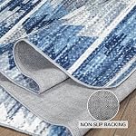 Home Beyond & HB design - 4x6 Zone Rug, non glissant Lavable Low Pile Soft Lightweight Rugs de tapis mince pour chambre à coucher Salon Salle à manger Bureau de cuisine Home Décor, Marine et Gris