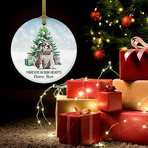 Miniatura 4 de Prezzy Adorno conmemorativo personalizado de perro bulldog inglés para decoración de árbol de Navidad, regalos de condolencias para recuerdo de