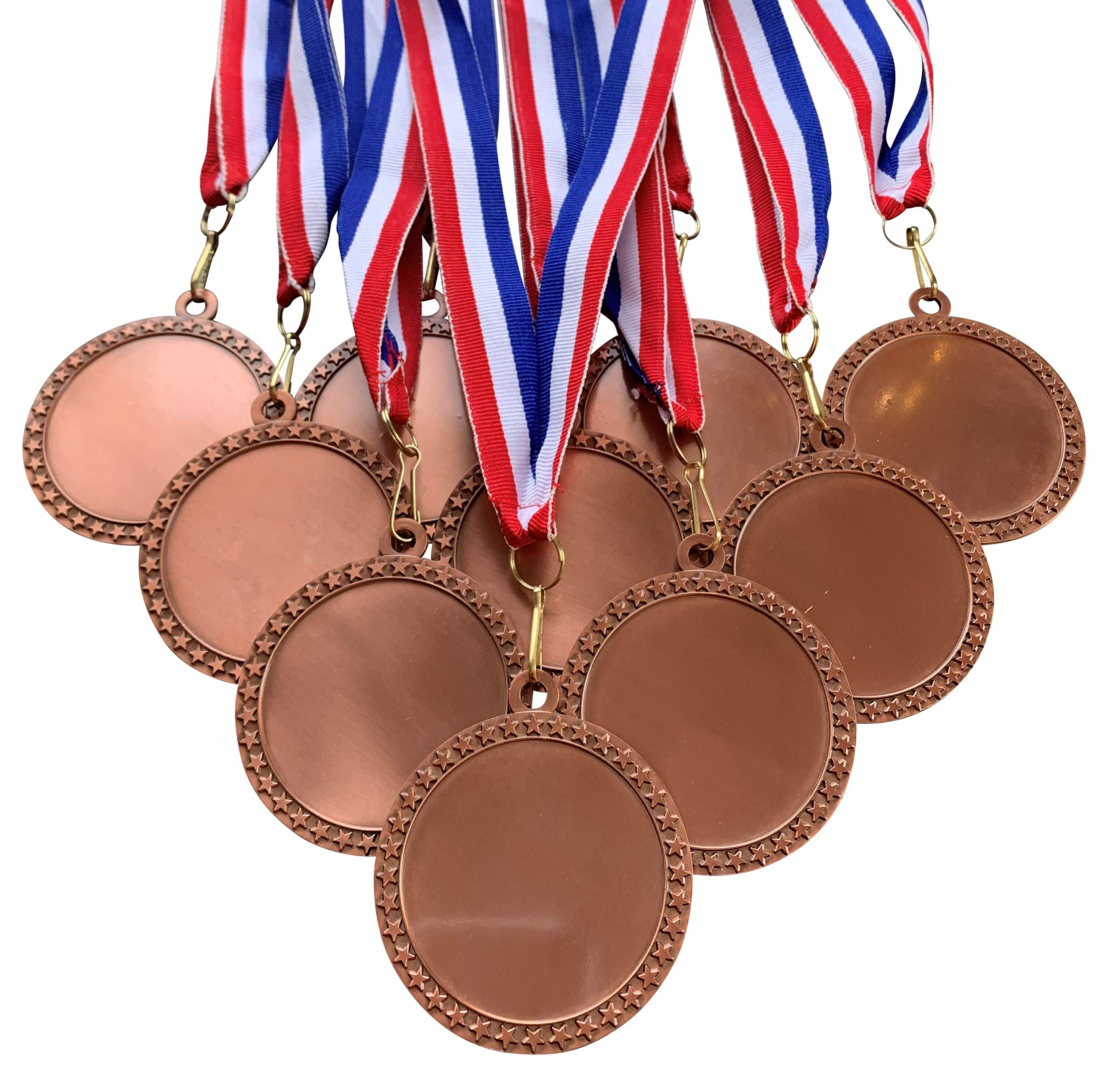 Express Medals Various 10 Pack Styles of Blank Award Medals with Neck Ribbons Trophy Award Prize Gift