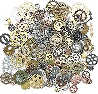 BigOtters 200g Antique Steampunk Gears: Mixed Alloy Wheel Pendants Charms for Jewelry Making, Crafts & Scrapbooking
