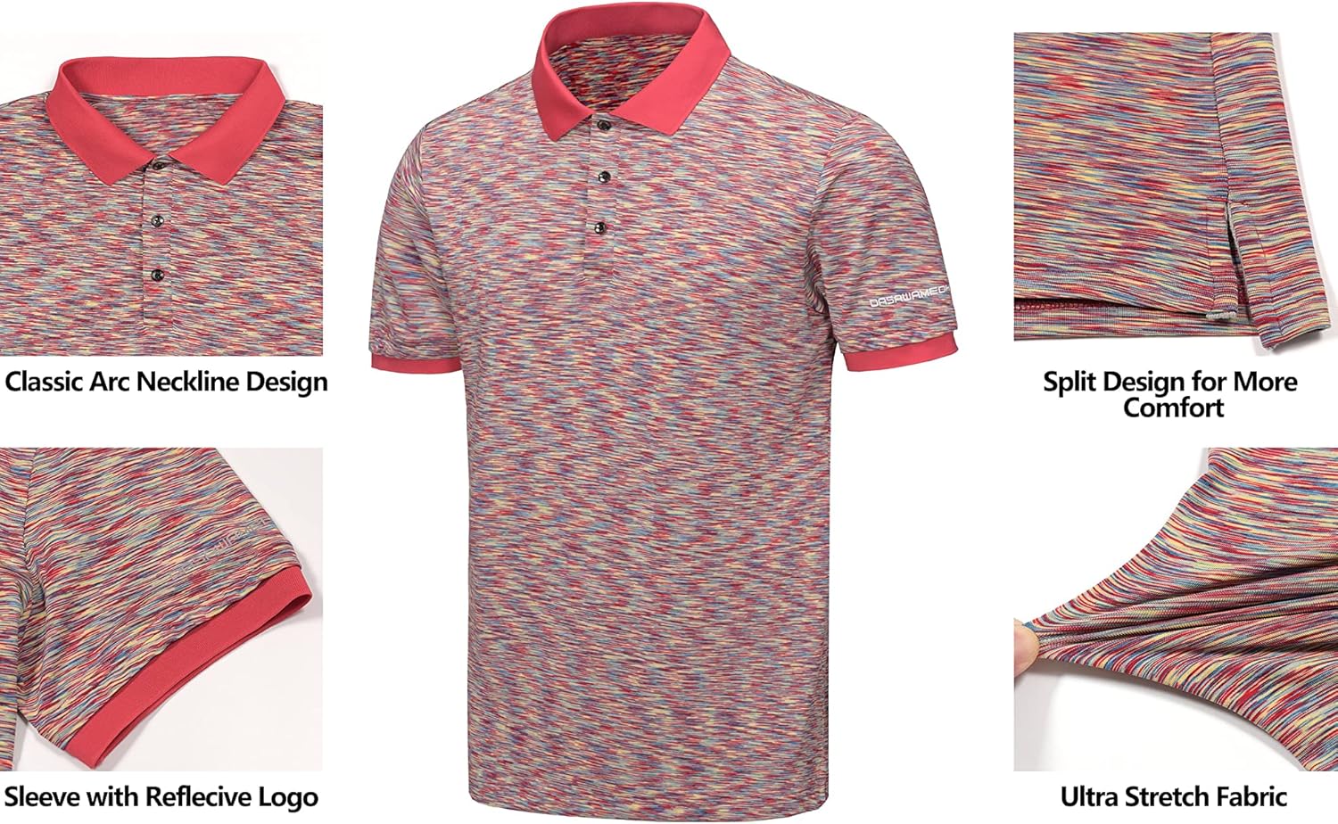 Dasawamedh Men's Quick Dry Stretch Golf Shirt Short Sleeve Moisture Wicking Polo Shirt UV Protection Shirt : Sports & Outdoors