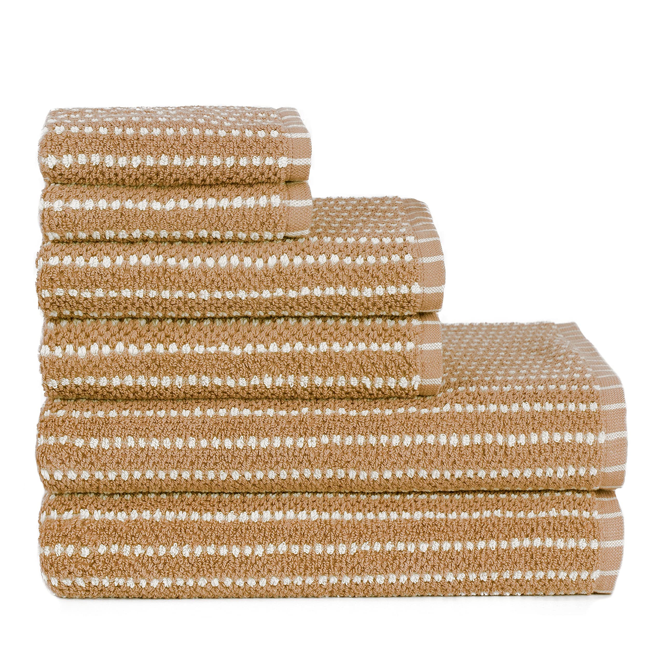 American Dawn ADI Sapphire Resort McBee Textured Stripe 6 Piece Bath Towel Set in Tan