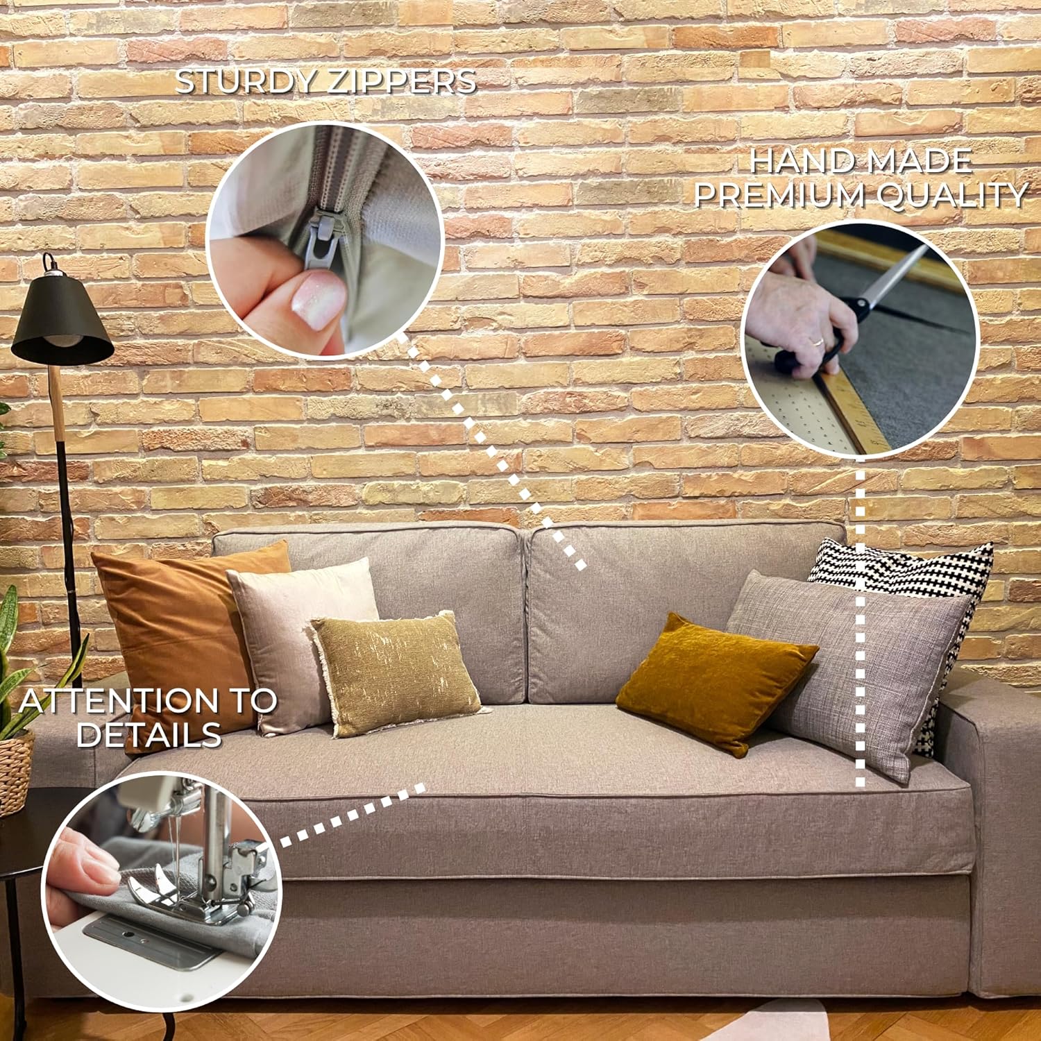 comfortly Cover for Vilasund 3 Seat Sofa Bed, Replacement Slipcover, Heavy Duty 5 pcs Cover, Soft Durable Washable Fabric, Easy to Clean & Replace (Crown - Olive)