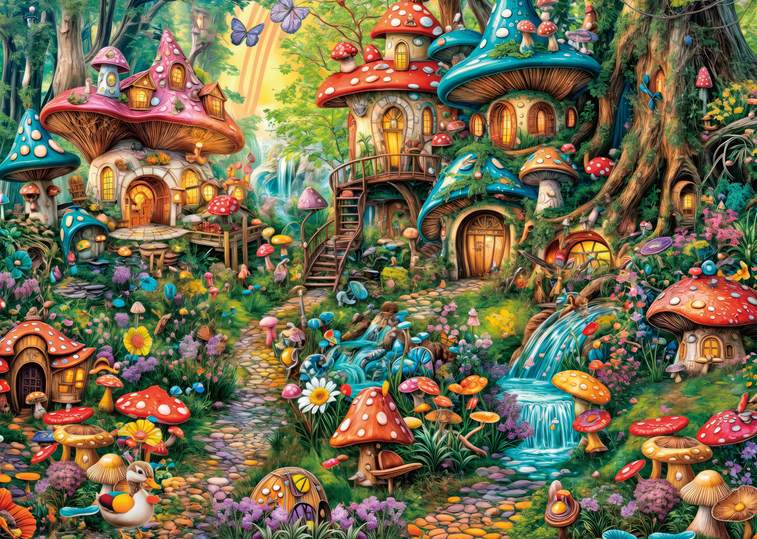 AveJoys Jigsaw Puzzles for Adults 1000 Piece Mushroom Village 27.56 x 19.69 Inch Jigsaw Puzzle for Adults Educational Game 1000 Pieces Puzzles for Adult