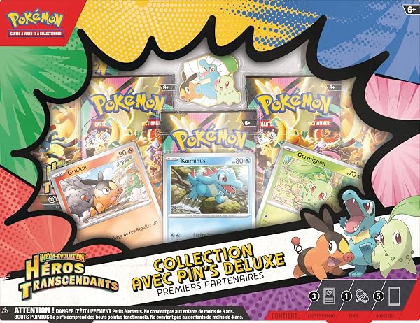 Pokémon : Collection avec pin’s Deluxe Premiers Partenaires Méga-Évolution – Héros Transcendants (3 Cartes Promo Brillantes, 1 pin’s Deluxe et 5 boosters) - 2