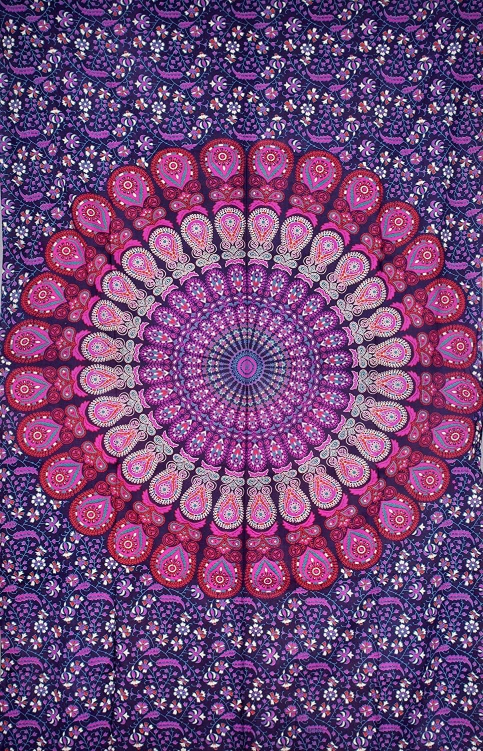 AndExports Pink & Purple Mandala Tapestry, Hippie Tapestries, Bohemian Boho Tapestry, Dorm Tapestry,Wall Tapestries, Tapestry Wall Hanging