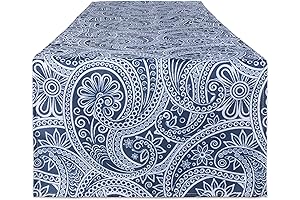 DII Outdoor Waterproof Table Runner: Blue Paisley Table Decor