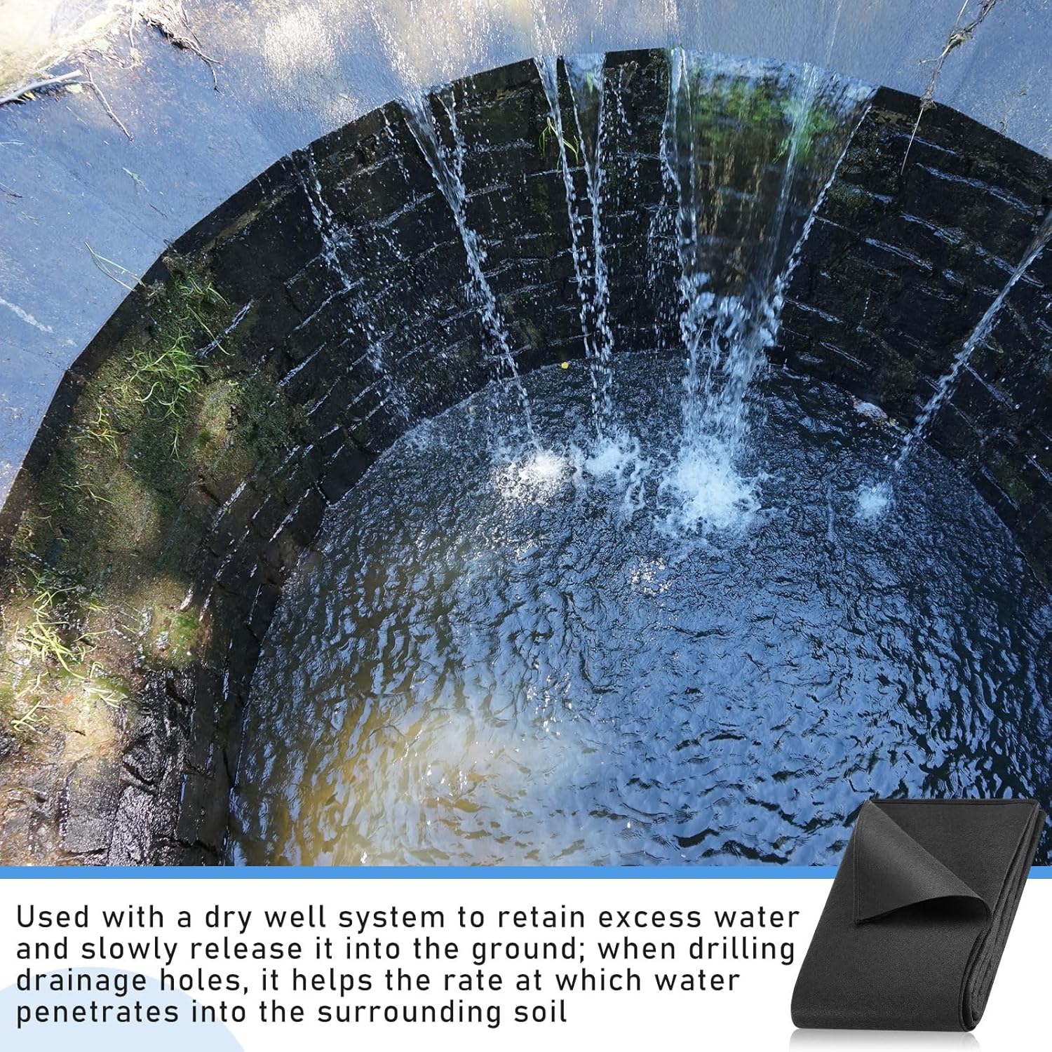 2 Pcs 31.49 in x 7 ft Dry Well Non Woven Geotextile Fabric Geotextile Filter Fabric Black Filter Fabric Wrap for Drainage Products Stormwater Dry Well System