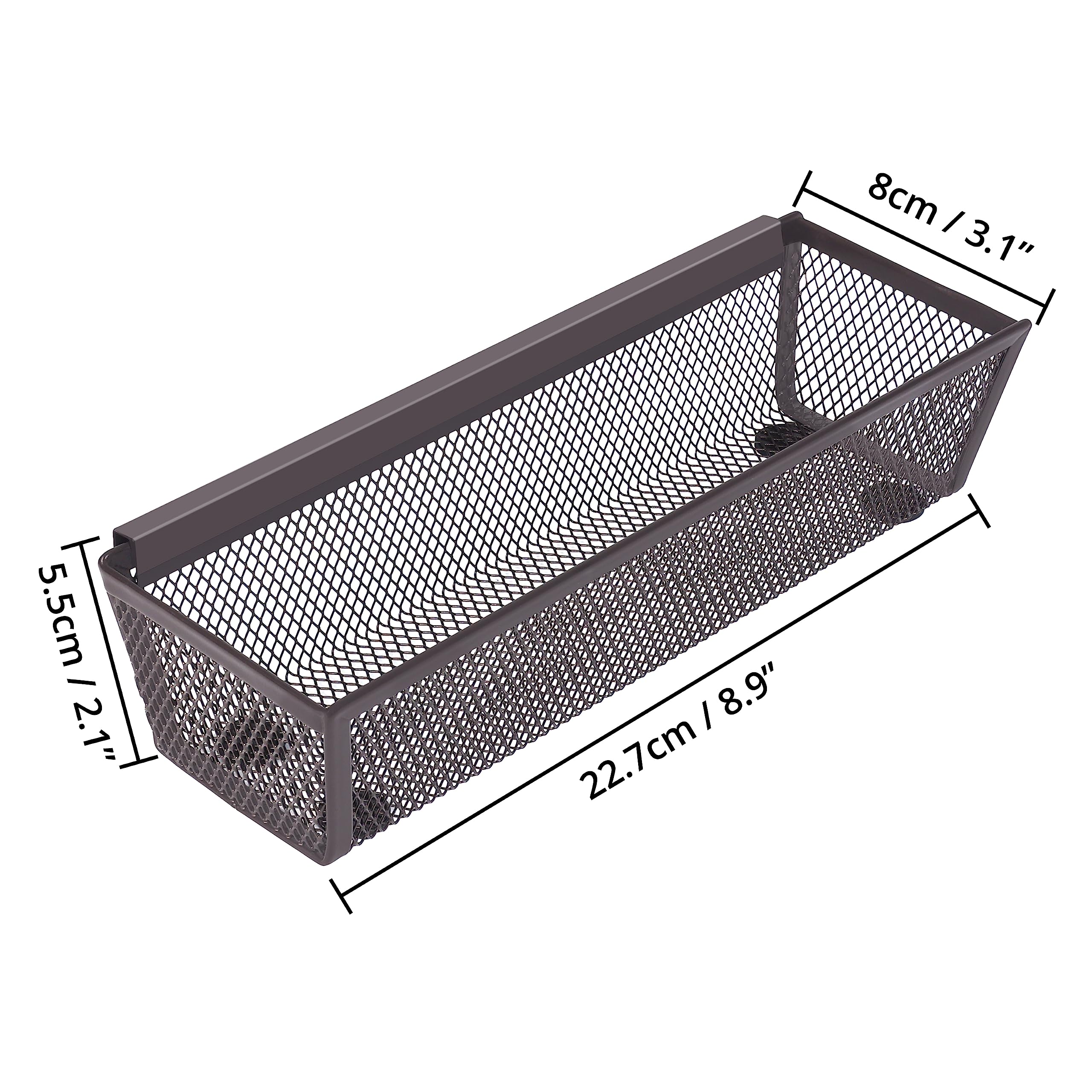 Winter Shore Organizer Cassetti Cucina in Rete Di Bronzo [6 Pz] - Cesto Portaoggetti con Lati ad Incastro e Piedini Antiscivolo - Espandibili per Utensili, Argenteria, Posate