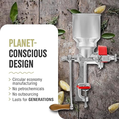 Miniatura 6 de Victoria Molino manual de grano de hierro fundido con tolva alta, molino de maíz premium y molinillo de granos, fabricado en Colombia