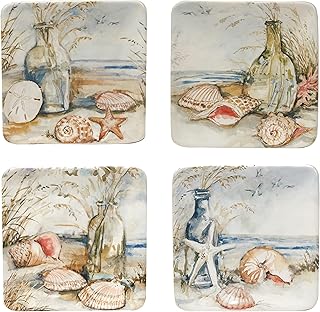 Certified International Coastal Landscape 6" Canape/Luncheon/Appetiser Plates, Assorted Designs, Multicolor, Medium, Set of 4