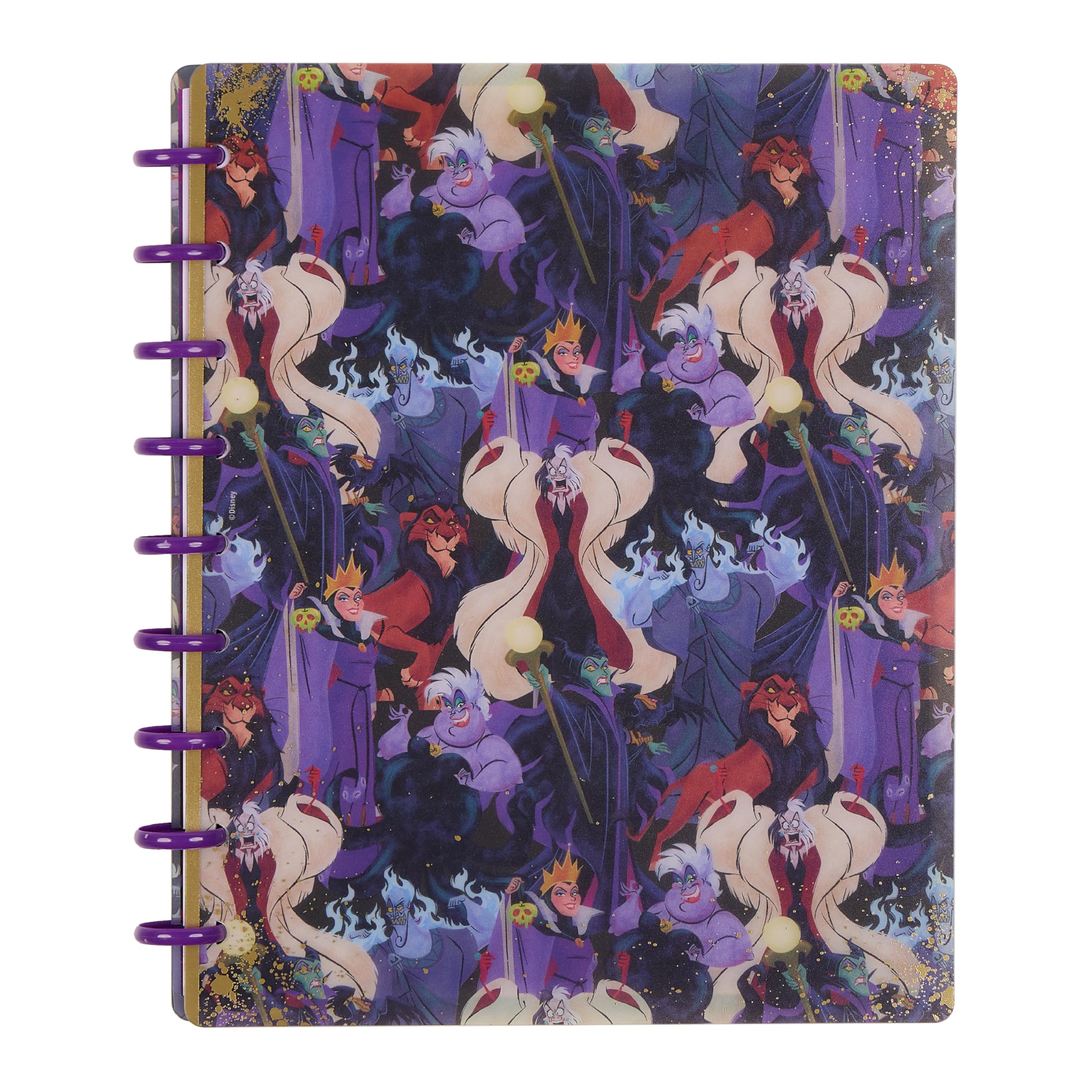 Happy Planner Disney Villains Notebook for Office, School or Journaling, Disc-Bound Notebook, Classic Size, 7" x 9.25", 60 Dot-Lined Pages, Made for