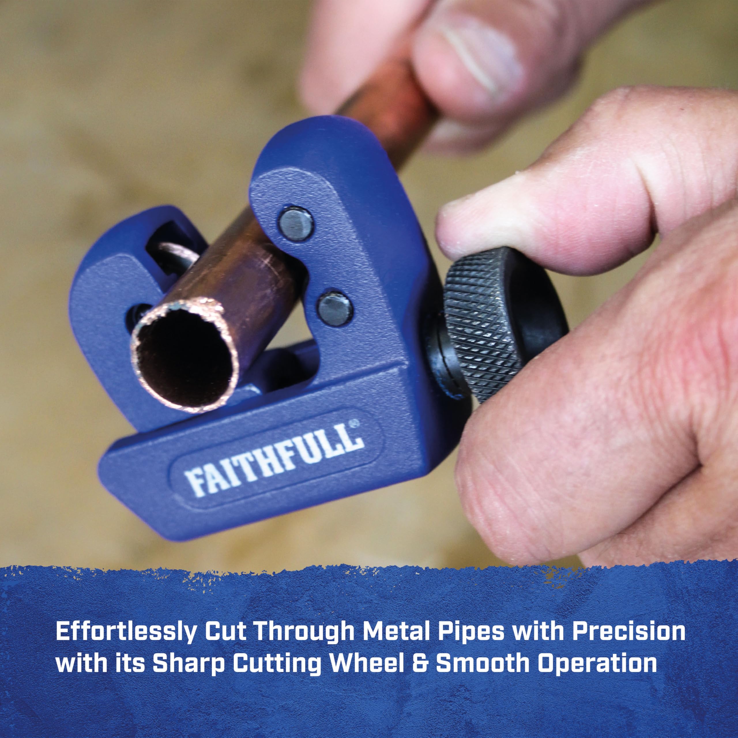 Faithfull Metal Pipe Cutter 3-30mm - Adjustable Pipe Cutting Tool with Sharp Wheel for Copper Brass, Aluminium & Thin Steel Tubing - Image 3