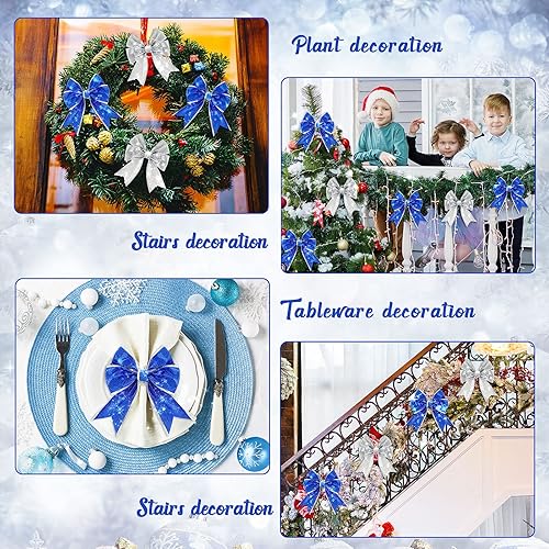 Miniatura 4 de 2 rollos de cinta de 20 yardas con borde de alambre de Navidad de 2.5 pulgadas, cintas de regalo para envolver regalos, cinta decorativa para árbol