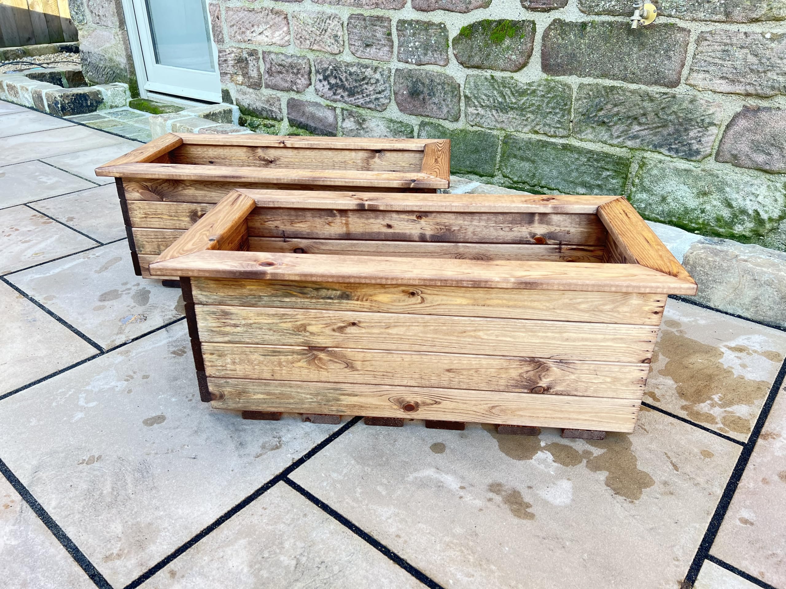 Charles Taylor 2pc Large Trough Planter Set - Brown - Scandinavian Redwood - 62L Volume