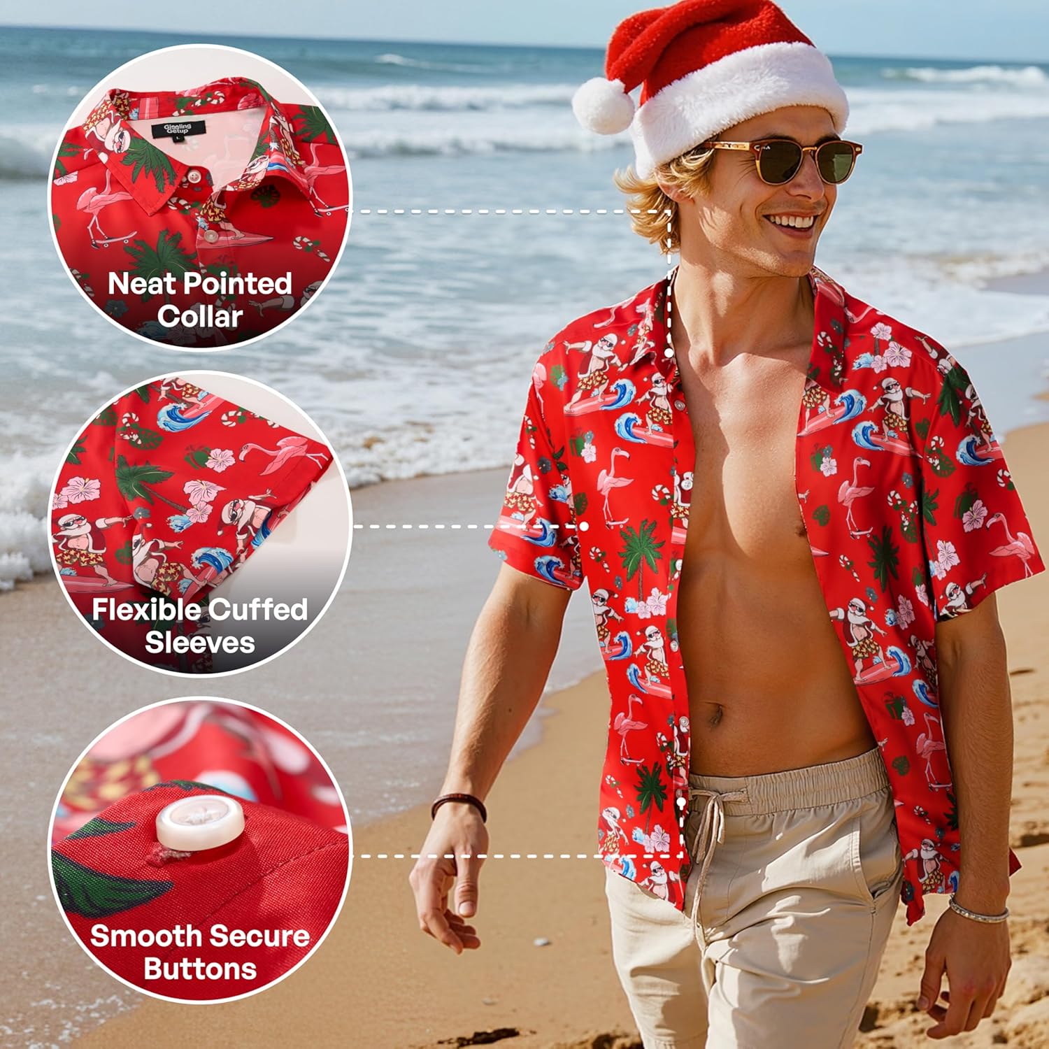 Giggling Getup Hawaiian Shirt for Men Casual Summer Beach Shirts Short Sleeve Button Down - Image 5