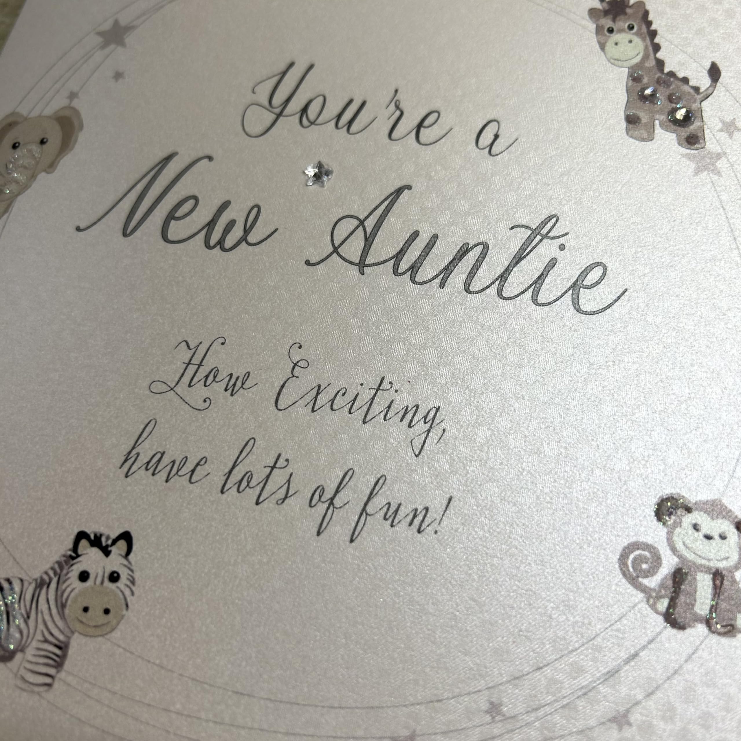 White Cotton Cards Glückwunschkarte - Handgefertigte Tante/Onkel Karte Mit Teddybär Motiv