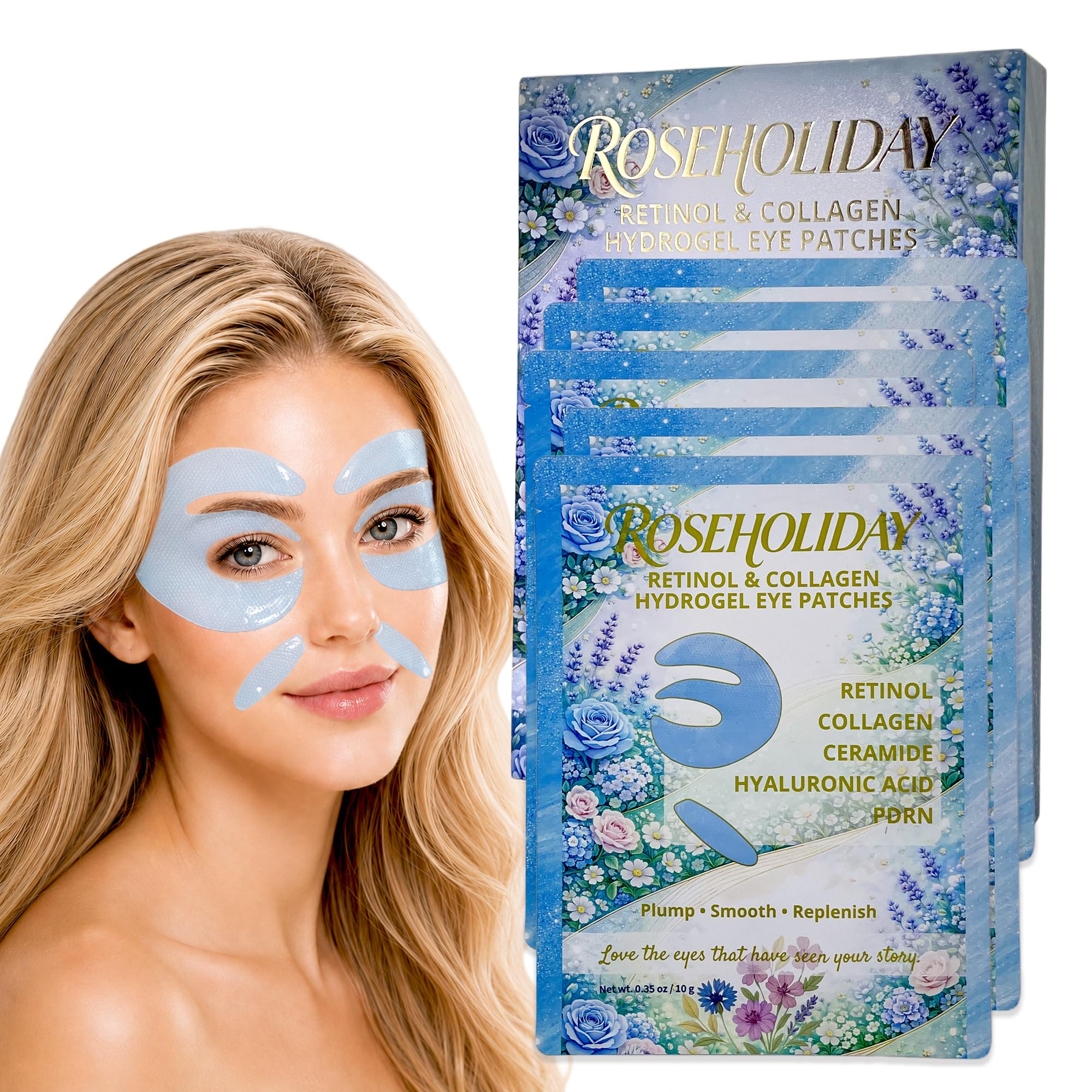 Retinol Collagen PDRN Hydrogel Under Eye Patches with Smile Line Patches