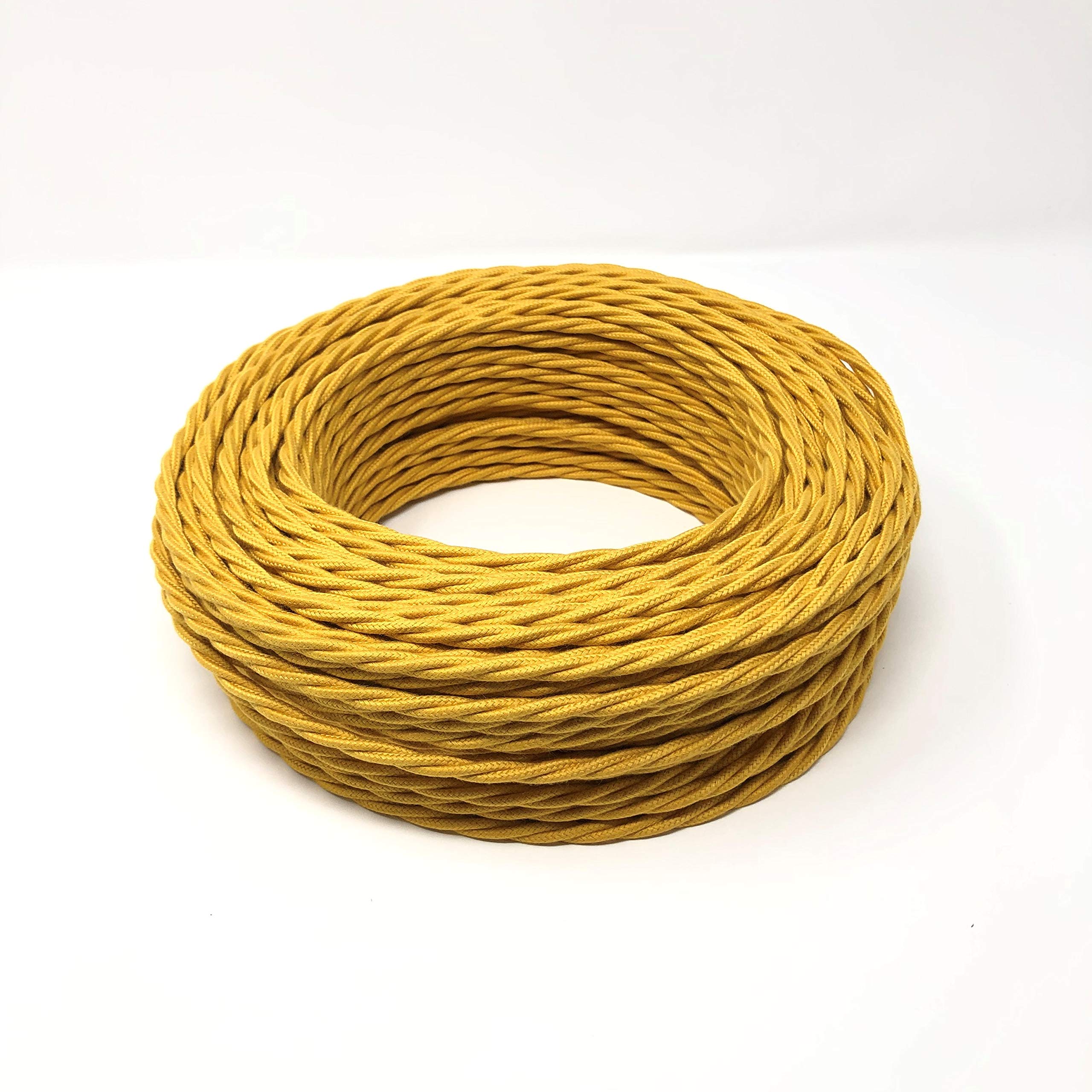 LaMorell LightDesign – Geflochtenes Stoffkabel In Gold, 2 X 1,50 Mm² Querschnitt, 5 Meter, Made In Italy
