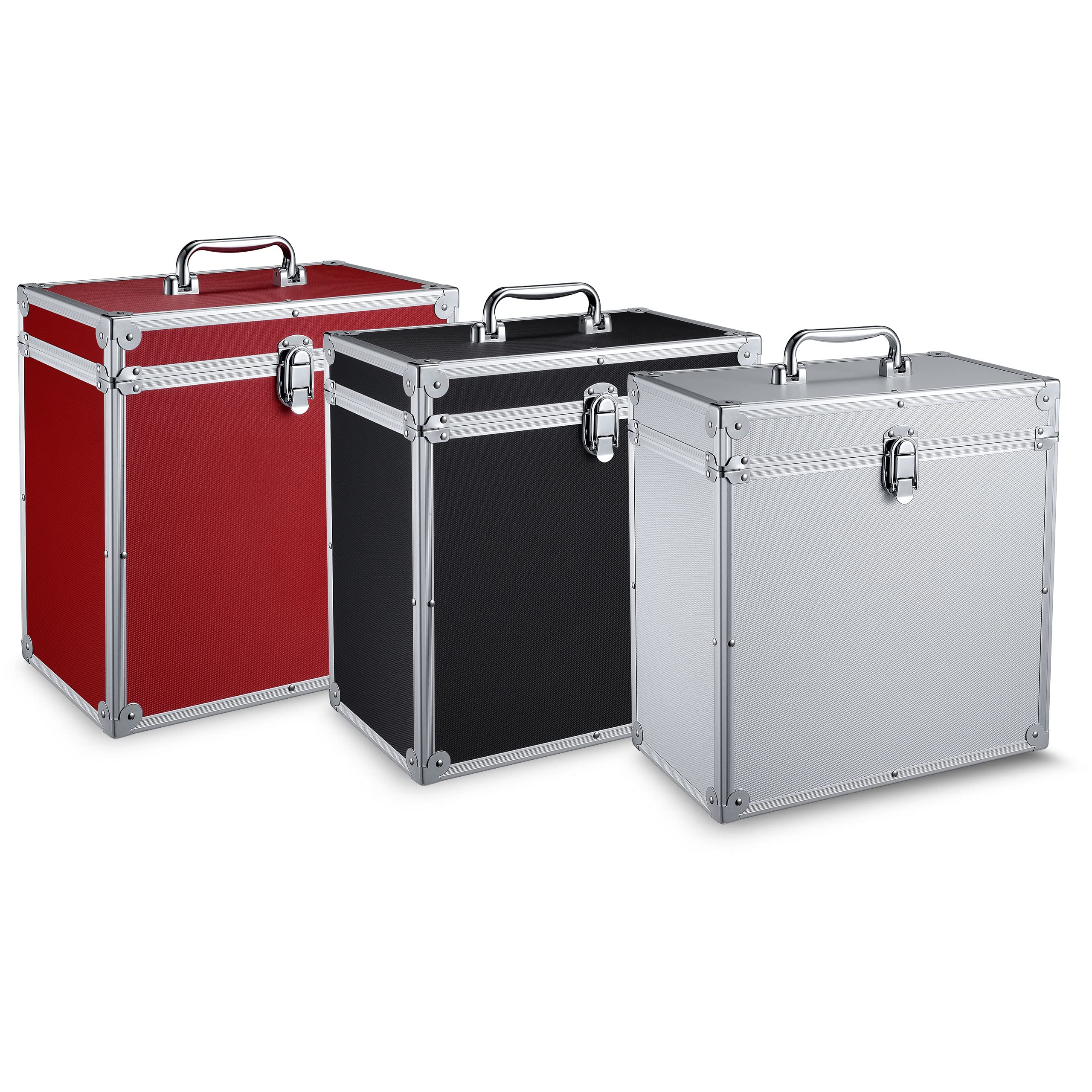 VINYL BUDDY 12'' Alluminium-Schallplattenkoffer, für bis zu 40 LPs, inklusive 40x 12-Zoll-Äußere Schallplattenhüllen', argento, 33 cm x 34 cm x 19 cm, Valigia