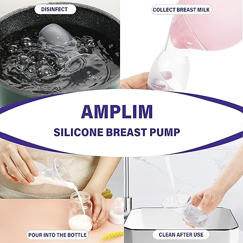Miniatura 6 de Amplim Extractor de leche manual, artículos de registro de bebé, imprescindibles para la lactancia materna del recién nacido. Recolector de leche de