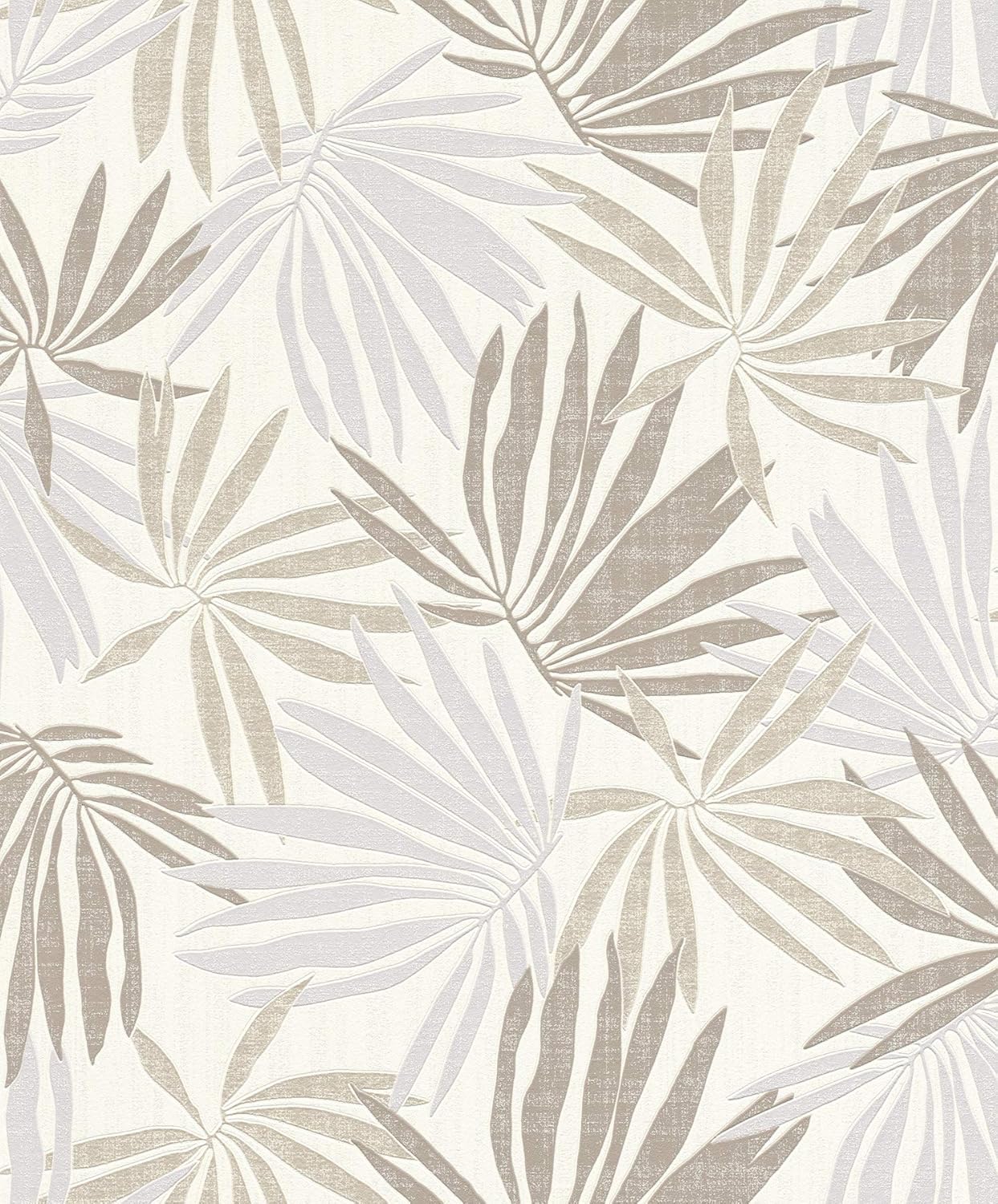Rasch paperhangings Khmunu Neutral Palm Leaf Wallpaper
