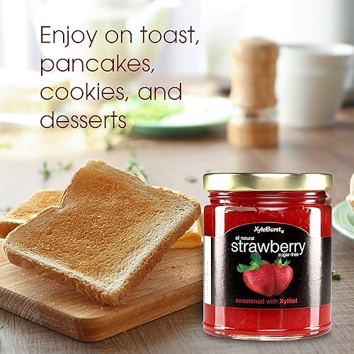 Miniatura 4 de Xyloburst Mermelada de xilitol de fresa sin azúcar, apta para dieta cetogénica y sin gluten, tarro de vidrio de 10 onzas sin OMG, fabricado en los