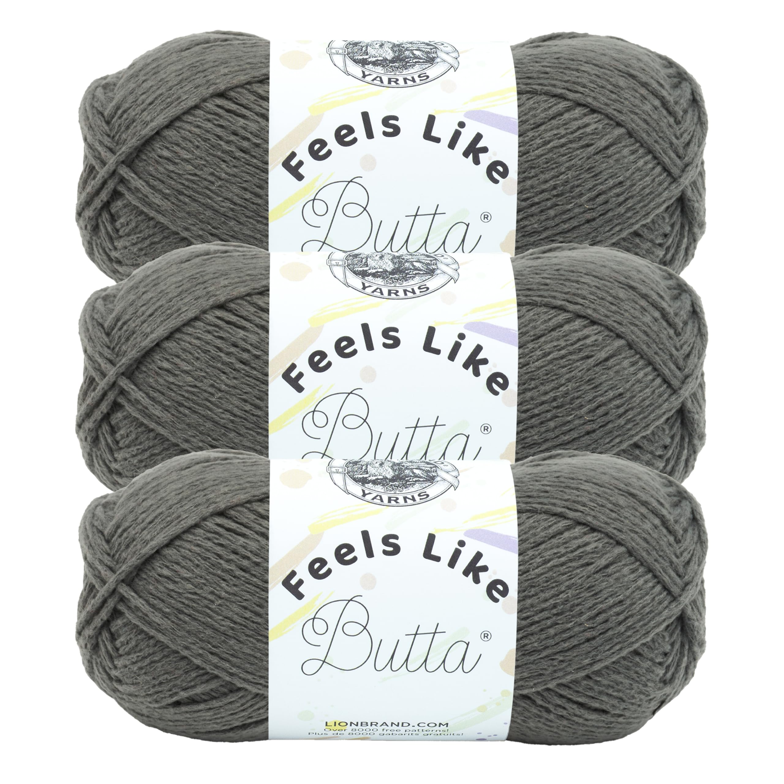 (3 Pack) Lion Brand Yarn 215-150D Feels Like Butta Yarn, Charcoal