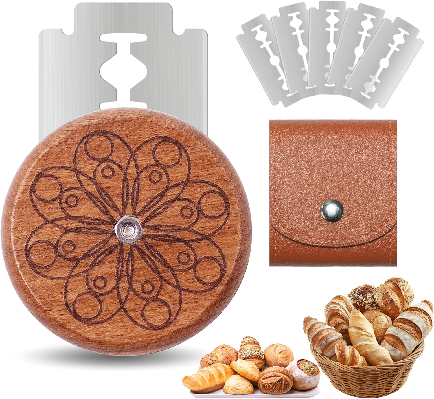 UFO Bread Lame Cutter for Homemade Sourdough,Bread Scorer Tool for Sourdough with 5 Blades and Storage Cover,Slashing Tool Bread Cutting Knife for Artisan Bread and Baguette Makers,Circle