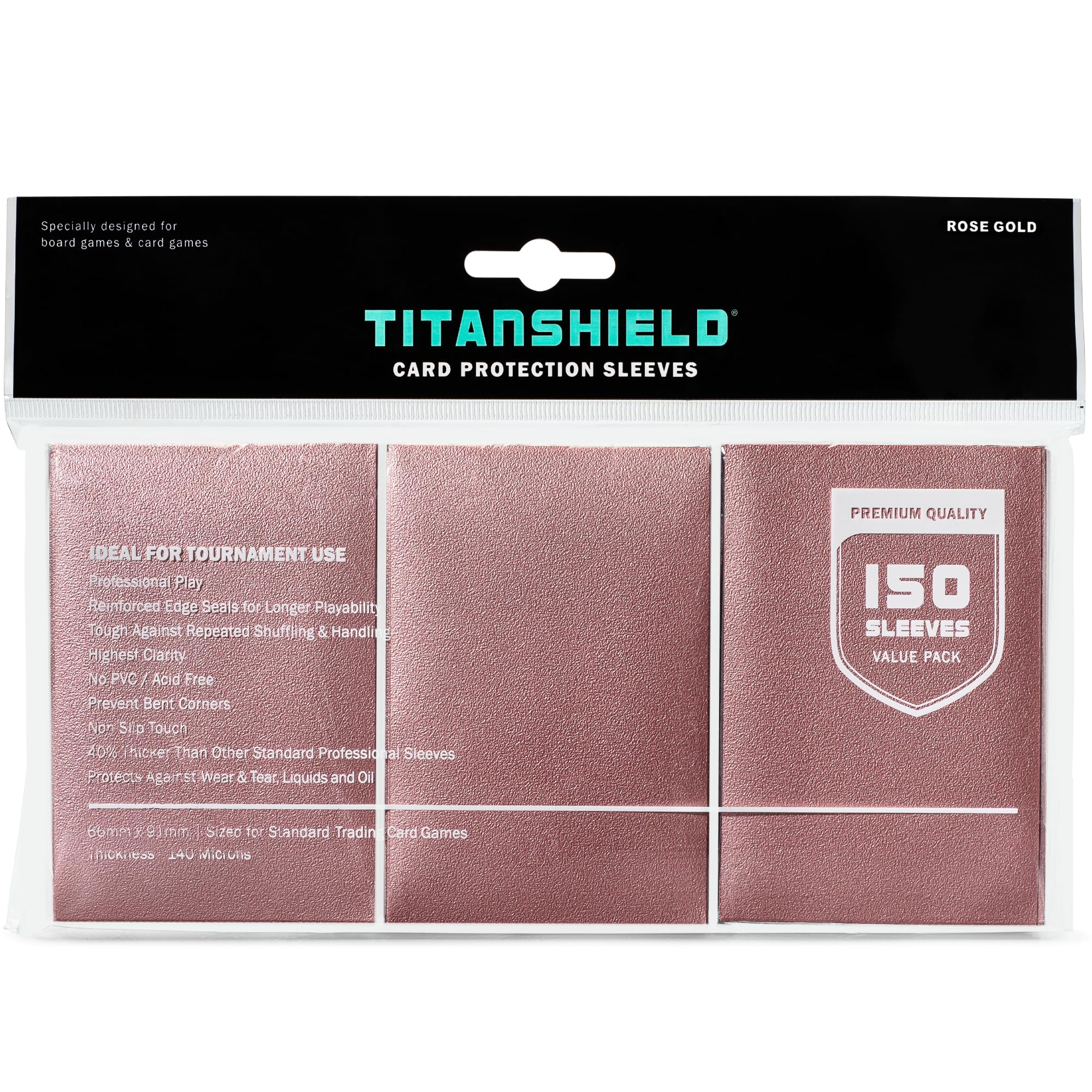 Amazon.com: TitanShield Premium Card Sleeves | Compatible with Pokemon, One  Piece, Lorcana, Flesh & Blood, & Magic The Gathering MTG | (150 Sleeves -  Standard) (1, Rose Gold, Standard | 66x91mm) : Toys & Games