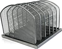 Vista 4 de Huron Organizador de carpetas de archivos verticales de 8 ranuras, malla de acero negro