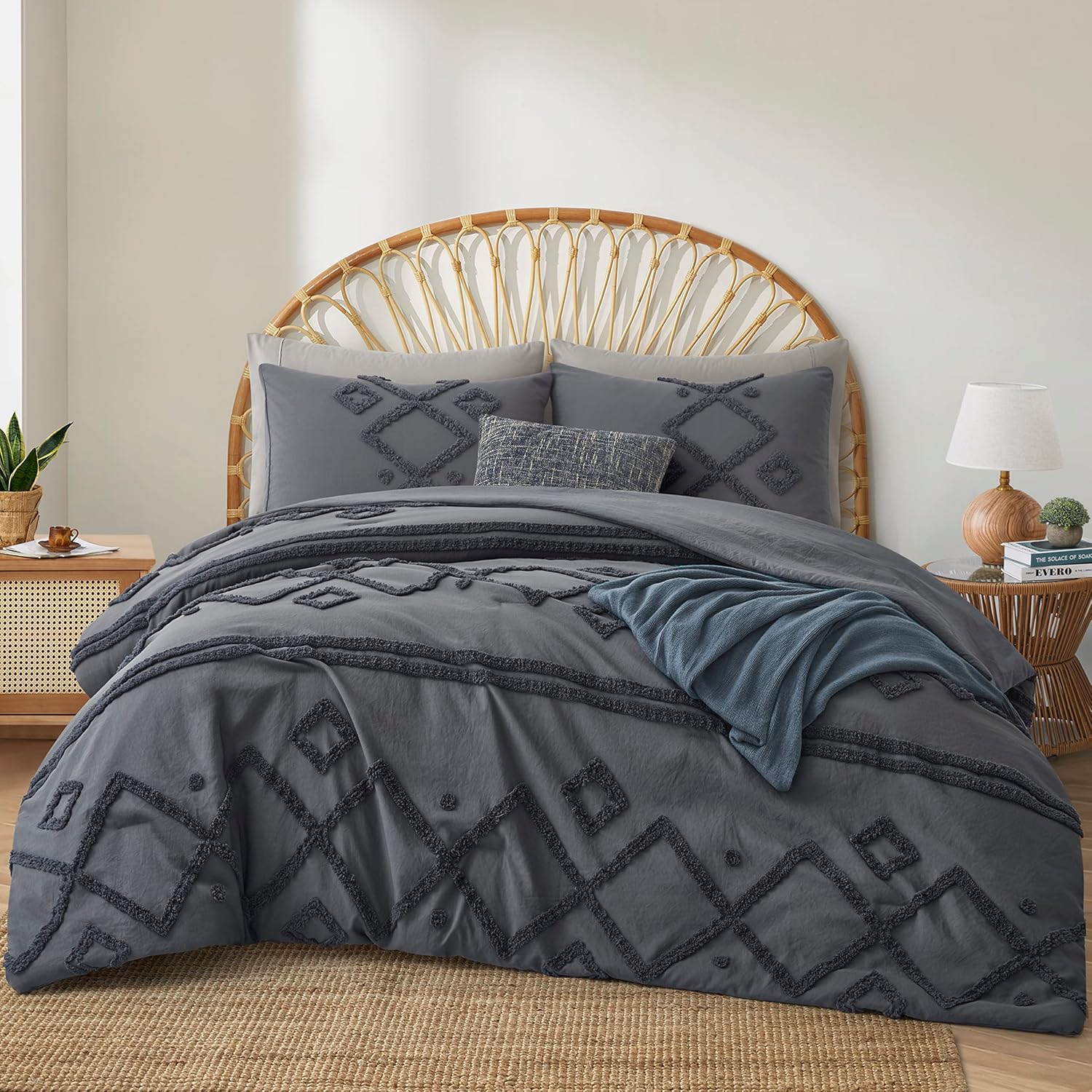 Oli Anderson Grey Queen Comforter Set Tufted Bedding Set