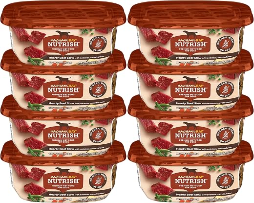 Rachael Ray Nutrish Premium Natural Wet Dog Food, Hearty Beef Stew Recipe, 8 Ounce (Pack of 8)
