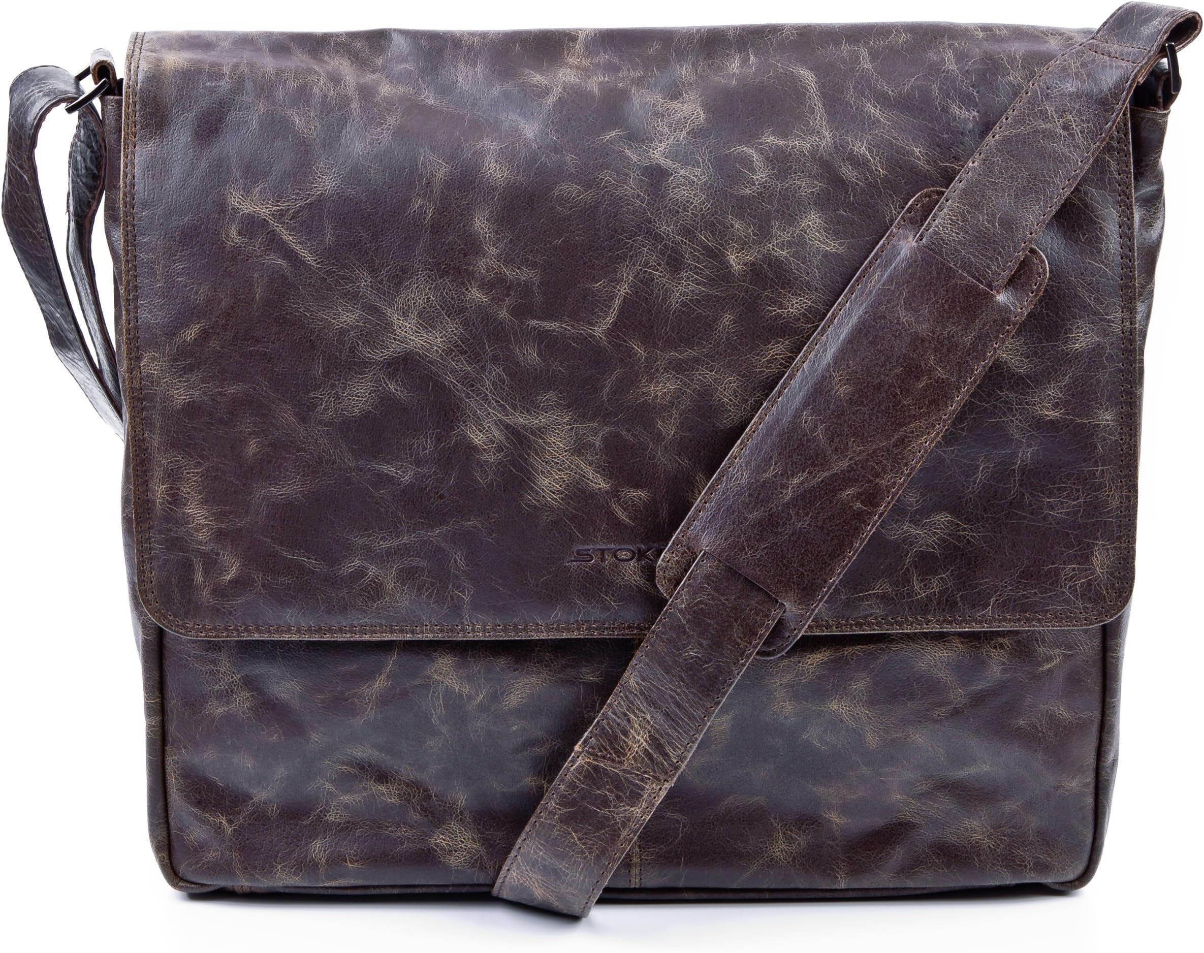 Stoked Messenger Bag Genuine Leather Stan Large Laptop Bag 15.6 Inch Laptop Shoulder Bag Leather Bag Men's Brown
