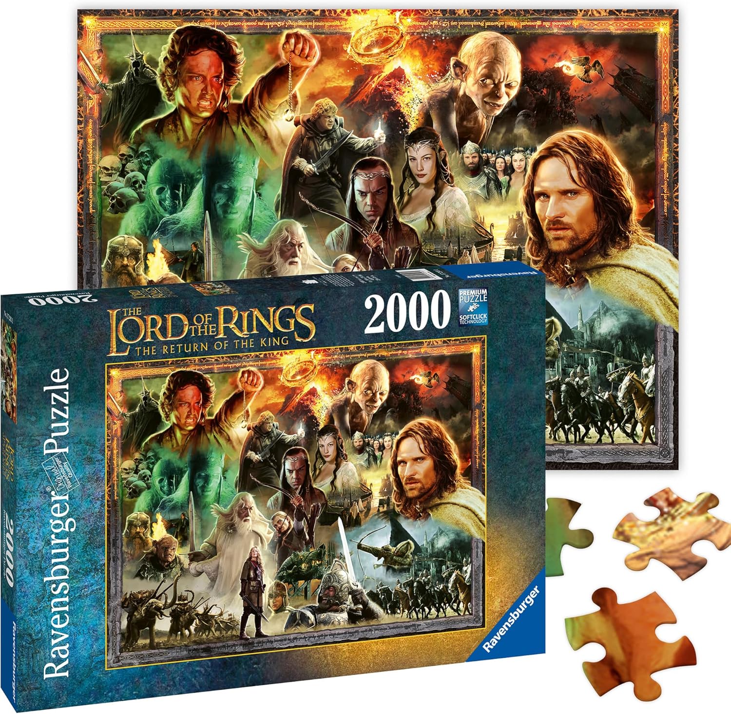 Ravensburger - LOTR: The Return of the King - 2000 Piece Jigsaw Puzzle - Stunning Imagery - Intricate Rendition Frodo and King - Premium Quality - Puzzles for Adults