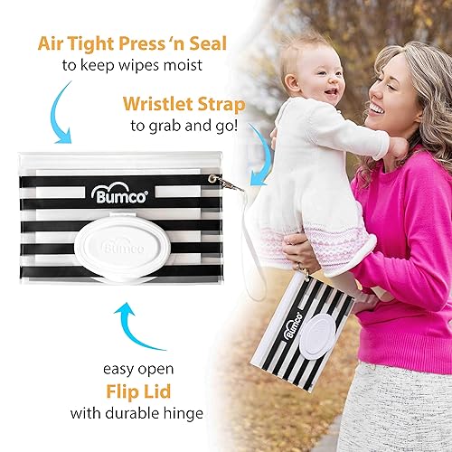 Miniatura 2 de BUMCO Dispensador de toallitas hermético, se mantiene húmedo, bolsa recargable reutilizable, organizador de bolsa de pañales para viajes, embrague