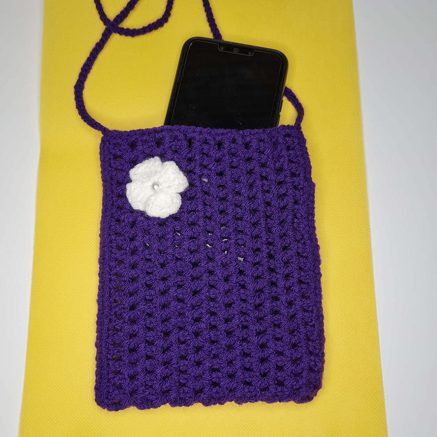 Crochet Phone Bag, Handmade Women's Phone Bags, Cross strap cell phone bag, phone carrying case, gift phone bag - Image 6