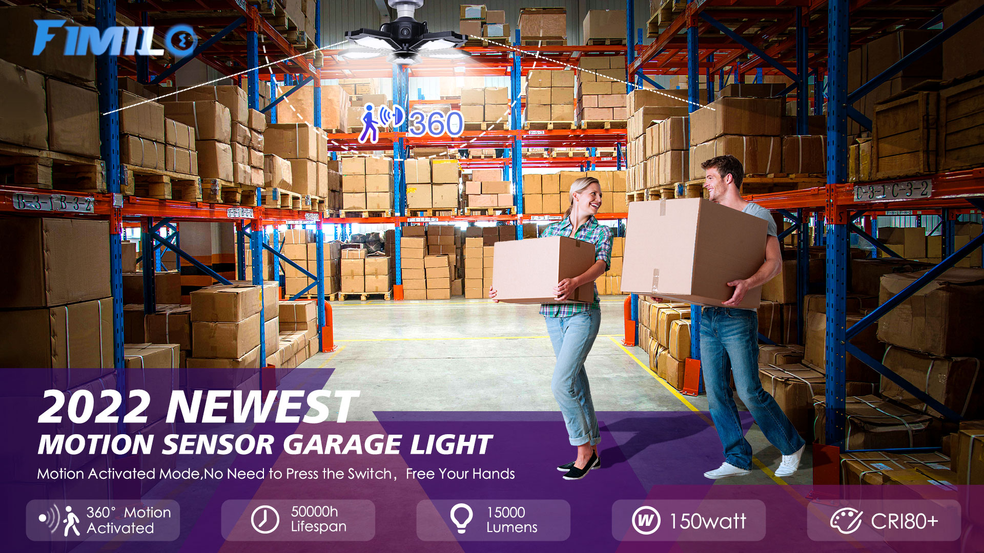 Watch Fimilo 150W Motion Sensor Garage Light 3-year warr*anty on Amazon ...