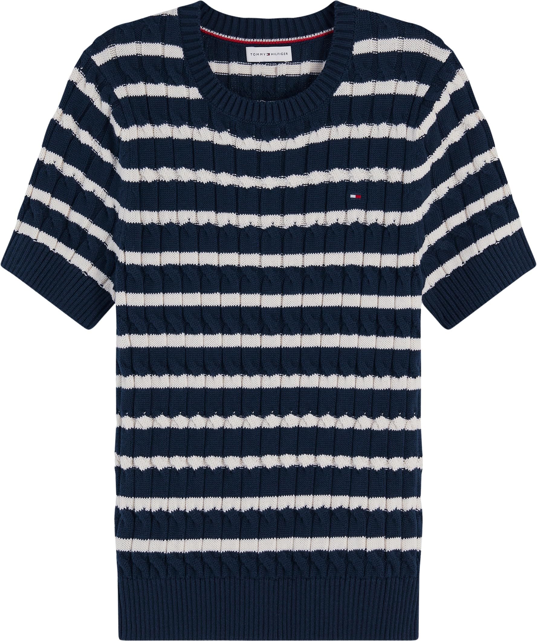 Tommy Hilfiger Swetry damskie, Niebieski (Dark Night Navy/Ivory Petal Stp), S