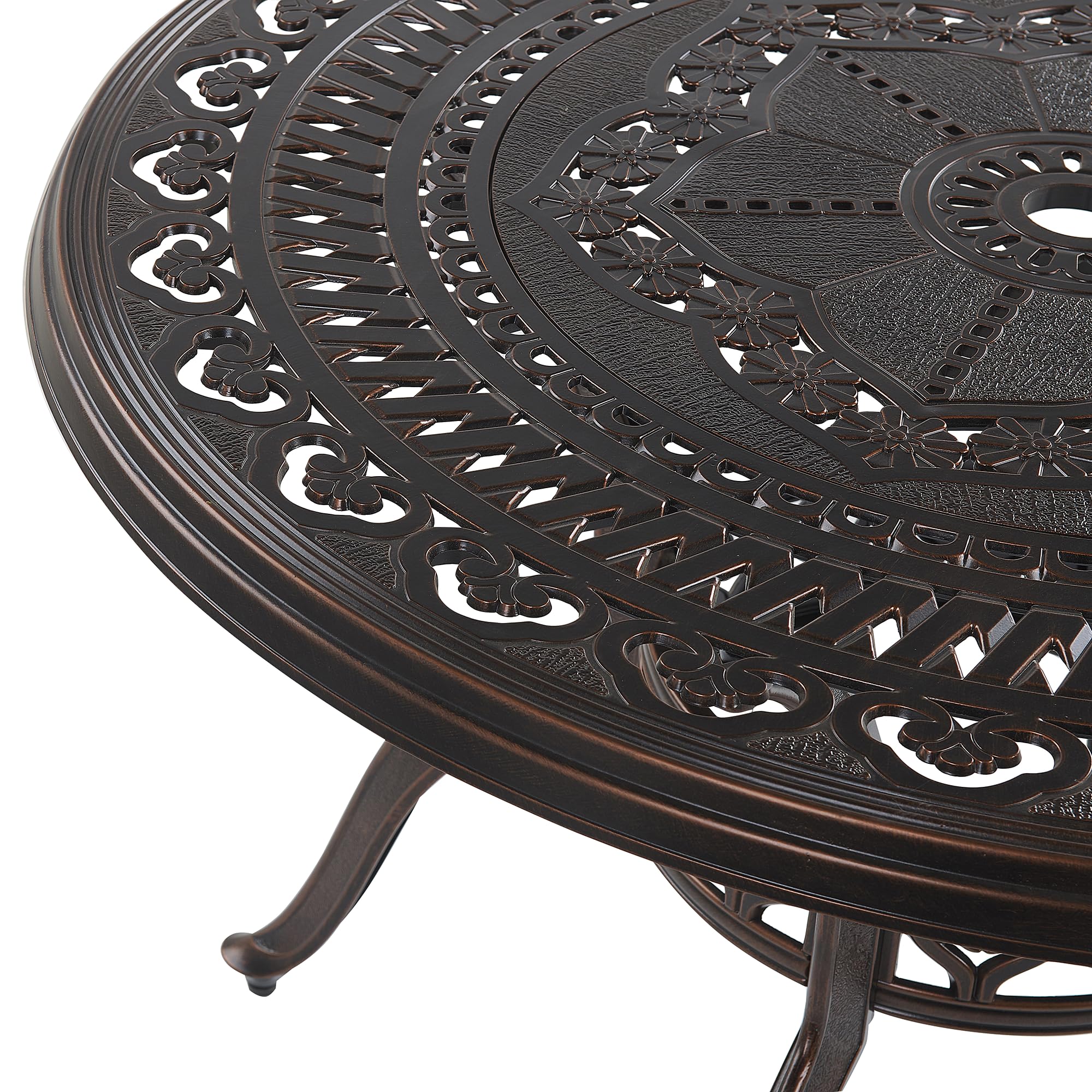Beliani Table de Jardin Ronde 102 cm en Aluminium Marron Cuivré Salento