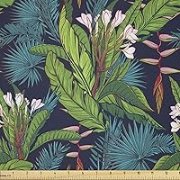 Vista 35 de Ambesonne The Yard, tela marfil de pétalos victorianos medievales barrocos de tonos suaves, patrón de primavera, tela de microfibra para artes