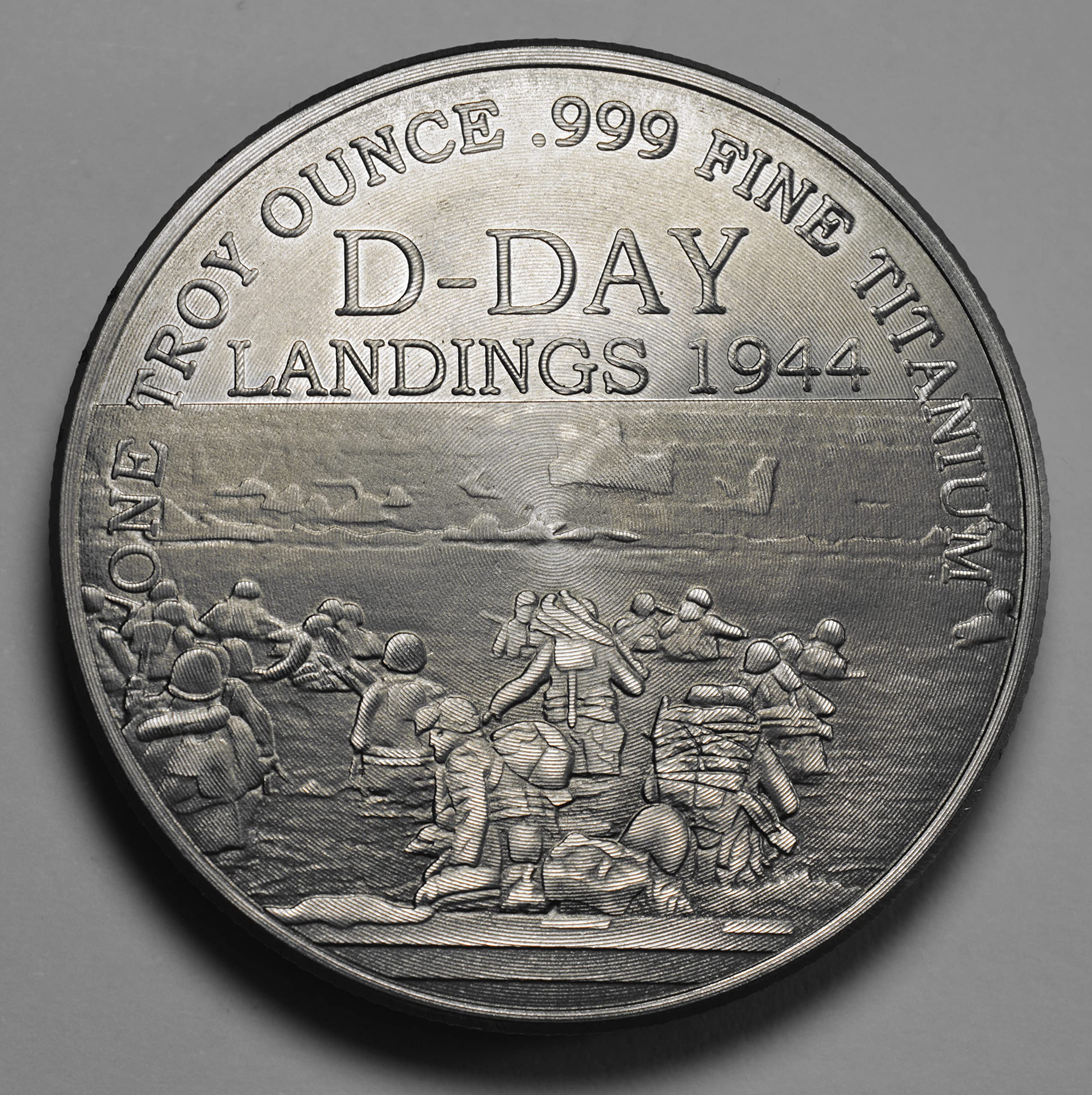 Fine/Pure .999 TITANIUM Coin/Round/Bar. WW2 D-DAY LANDINGS 1944. One Troy Ounce 31.1g. Investment/Bullion