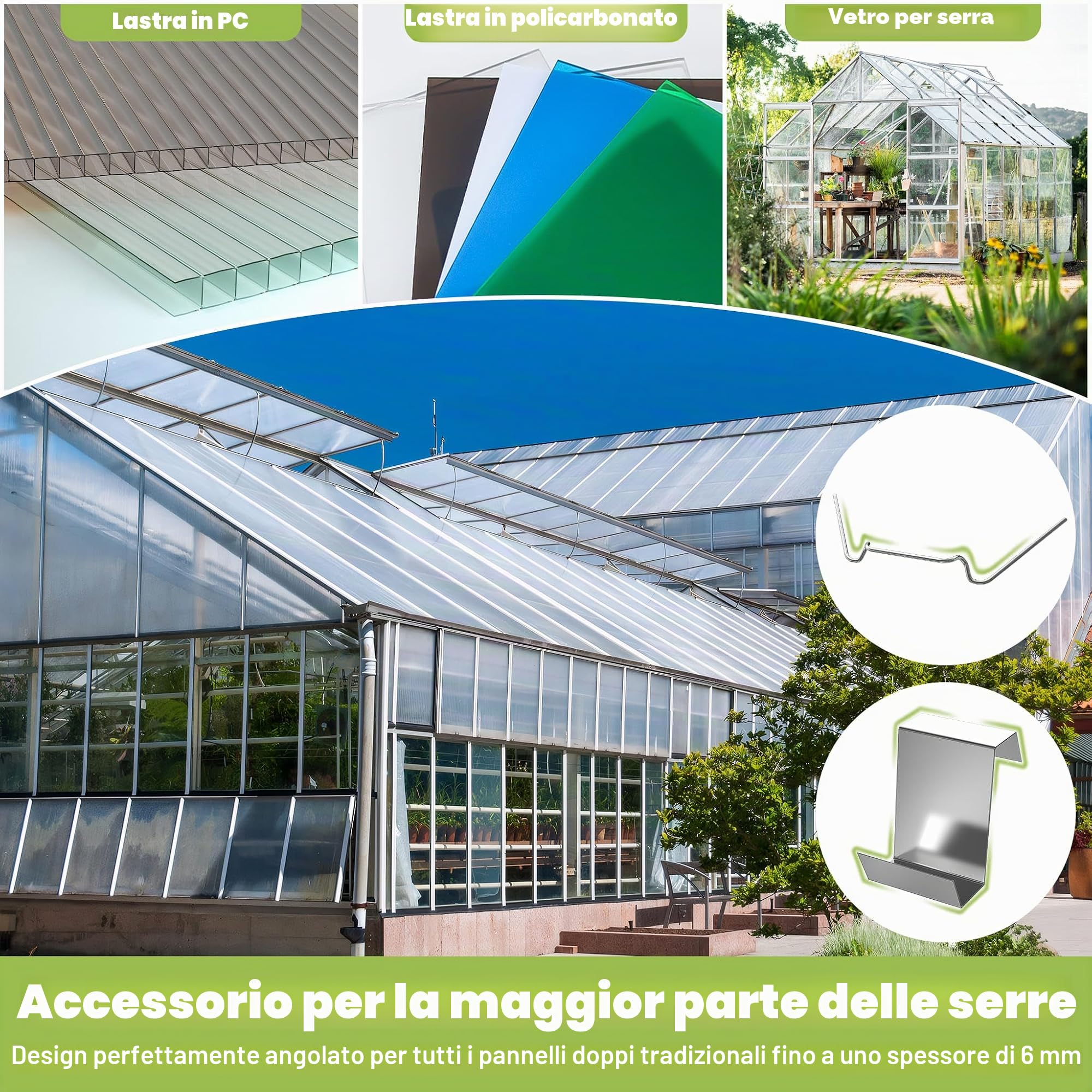 Froadp 14 Pezzi Pannelli Policarbonato per Serre Possono Essere Tagliati a Misura Resistenti ai Raggi UV Lastre Alveolari Alveolare 605x1210x4mm Trasparente Lastre a Doppia Pelle per Serre da Giardino