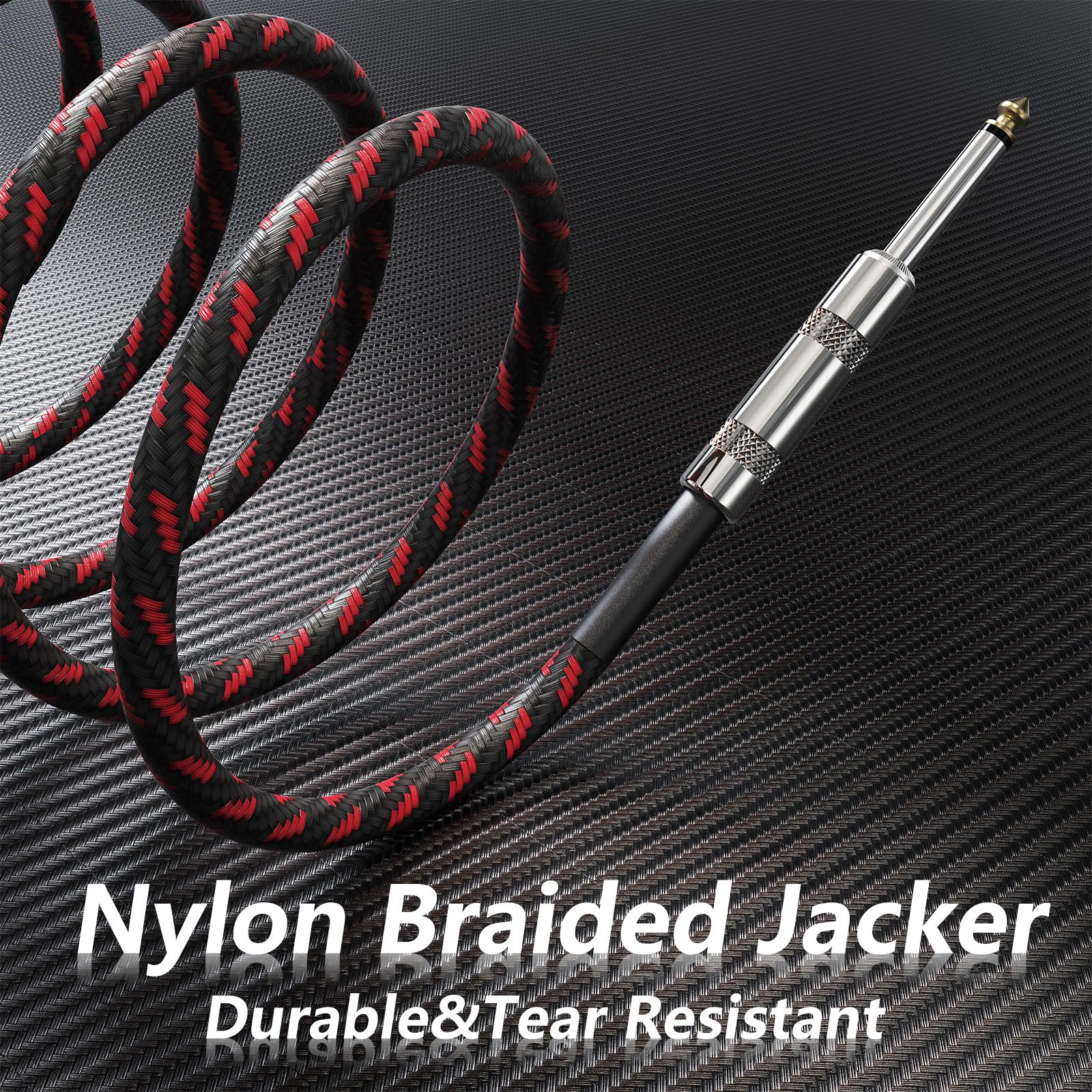 Cavo Per Chitarra Geepen 3M - Jack 6.35mm Maschio Mono, Intrecciato Rosso, Per Amplificatori, Tastiere E Mixer - Foto 4