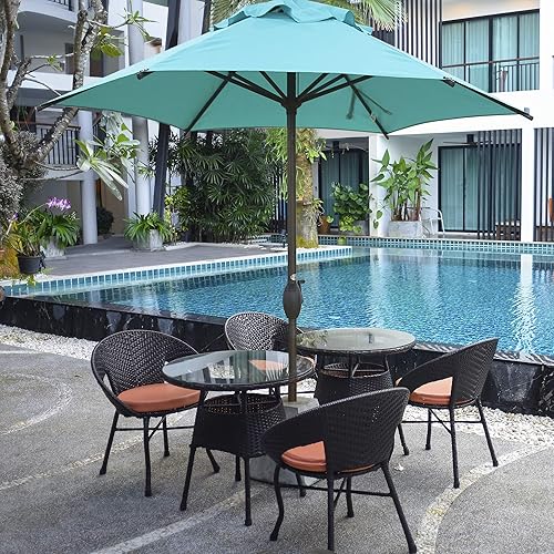 Miniatura 2 de Abba Patio Sombrilla de patio al aire libre con botón de inclinación y manivela para jardín, césped, cubierta, patio trasero y piscina